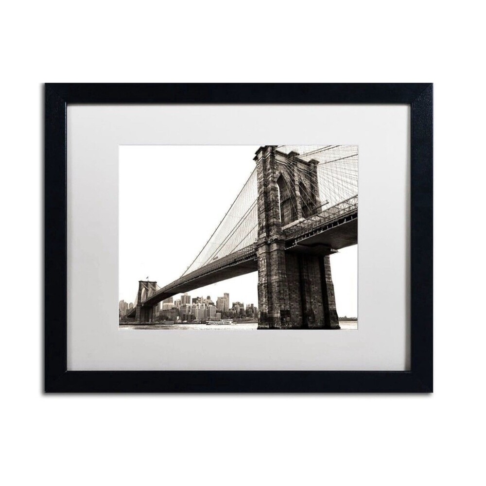 Brooklyn Bridge Wall Art 16x20 Black Frame White Matte CATeyes City Print Decor